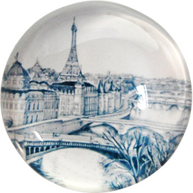 Paris Glass Magnet - Eiffel Tower and Seine River