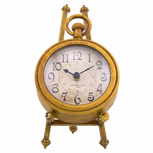 French Decor of Vintage Rue de la Paix Clock with Easel, 8.25H