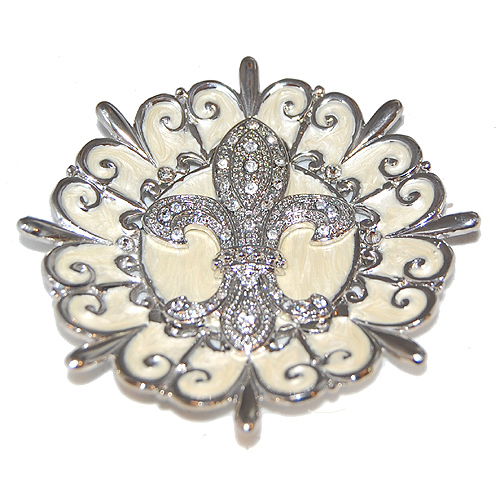 Enamel Jeweled Fleur de Lis Jewelry Dish