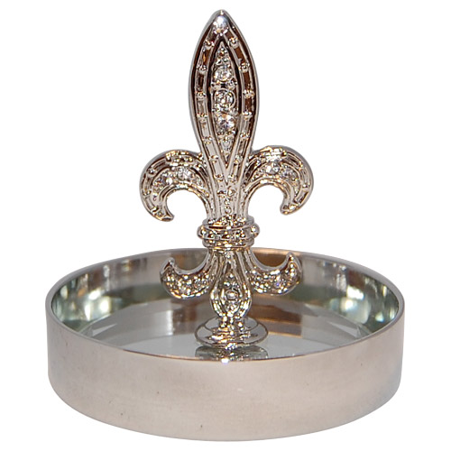 Fleur de Lis Jewelry Dish with Rhinestones