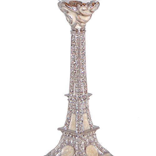 Enamel Jeweled Eiffel Tower Champagne Glass, 9.5H