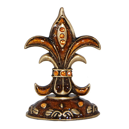 Enamel Jeweled Fleur de Lis Miniature Finial, 2.75H