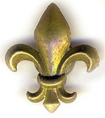 3D Fleur de Lis Design Fridge Magnet, Antique Brass