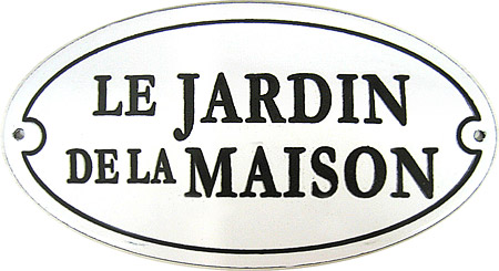 French Enamel Sign, Jardin (Garden), 6-1/4 x 3-1/4