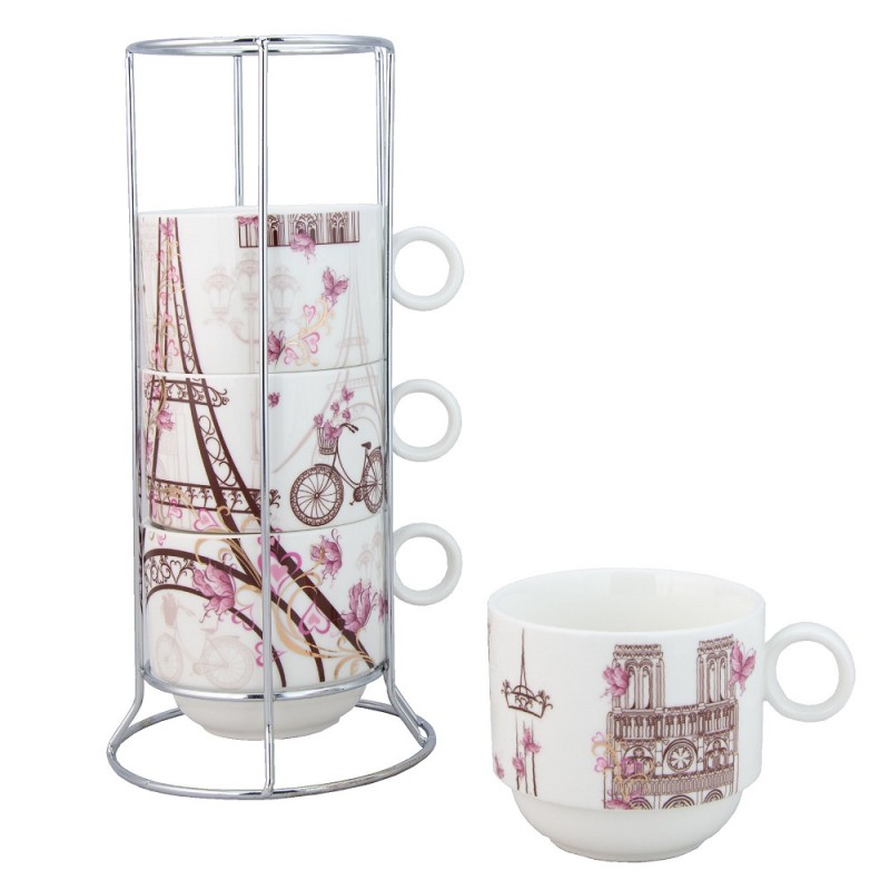 Eiffel Tower Stacking Coffee Mug Set