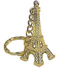 Eiffel Tower Miniature Replica, Gold Color Key Chain