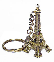 Eiffel Tower Miniature Replica, Antique Two-Tone Gold Color Key Chain