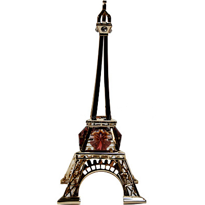 5 Eiffel Tower Miniature in Gold w/ Amber Color Austrian Crystal