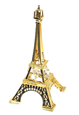 5 Eiffel Tower Miniature in Gold w/ Clear Austrian Crystal