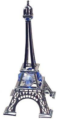 5 Eiffel Tower Miniature in Silver w/ Austrian Blue Crystal