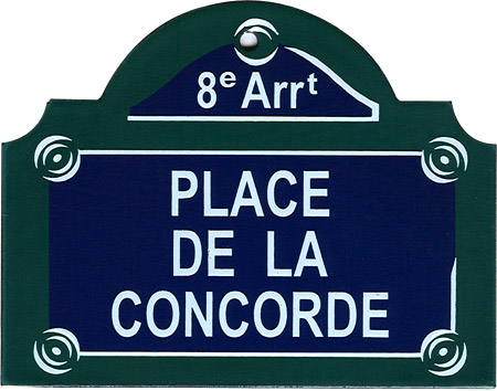 Paris Street Sign, Place de la Concorde, 4x3