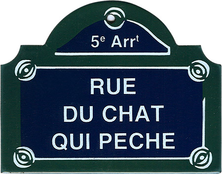 Paris Street Sign, Rue Du Chat Qui Peche, 4x3