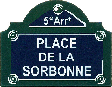 Paris Street Sign, Place de la Sorbonne, 4x3