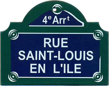 Paris Street Sign, &quot;Rue Saint-Louis en L&#39;ile&quot;, 4&quot;x3&quot;