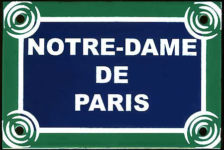 Paris Street Sign Replica, Notre-Dame de Paris, 6x4