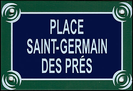 Paris Street Sign Replica, Place Saint-Germain des Pres, 6x4