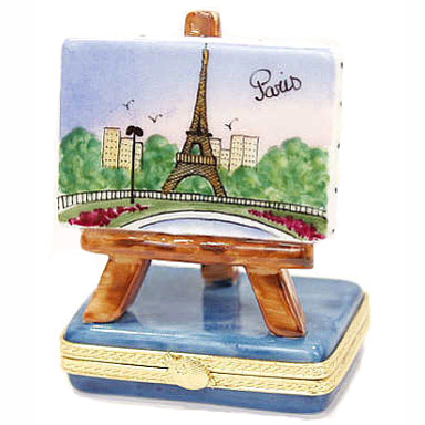 French Limoges Box, Eiffel Tower Painting on Easel