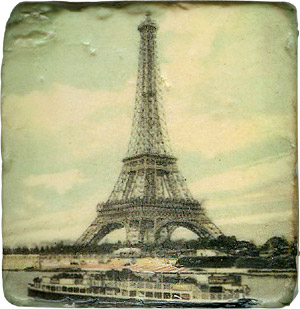 Eiffel Tower and Seine River Cruise - Antique Style Coaster