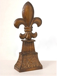 Brass Fleur de Lis Finial, 16-3/4H