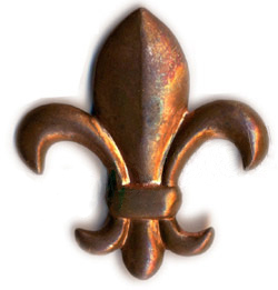 Brass Fleur de Lis Design Fridge Magnet, Large