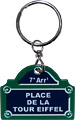 Paris Street Sign Keychain, Place de la Tour Eiffel