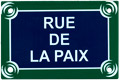 Paris Street Sign Replica, Rue De LA Paix, 6x4