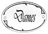 French Enamel Sign, Dames, 2-7/8 x 1-7/8