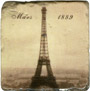 Eiffel Tower Photo on Year 1889 - Antique Style Coaster