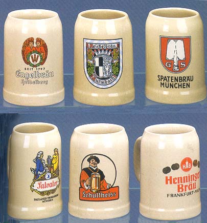 Assorted Germany Brewery Label Mugs, 5-3/4H