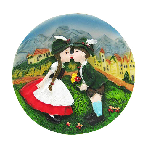 German Kissing Boy & Girl Fridge Magnet