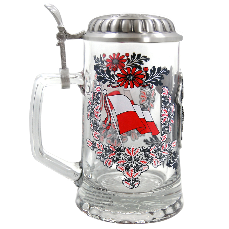 Glass Beer Stein - Souvenir of Poland, 7-1/4H, photo-2