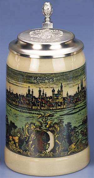 Augsburg Beer Stein, 6-1/2H