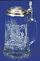 Glass Beer Stein with Pewter Lid - White Tail Deer, 7-1/4