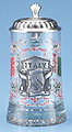 Glass Beer Stein - Souvenir of Italy, 7-1/4H