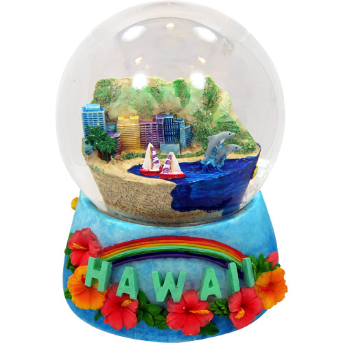 Hawaiian Souvenir - Musical Snow Globe of Waikiki Beach, 5.5H