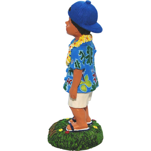 Hawaiian Boy in Aloha Shirt Figurine Doll - 4.25H