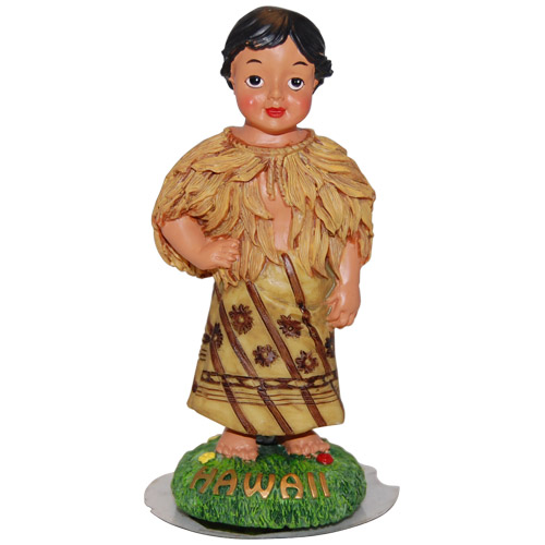 Hawaiian Boy with Leaf Cape Figurine Doll - 4.25H