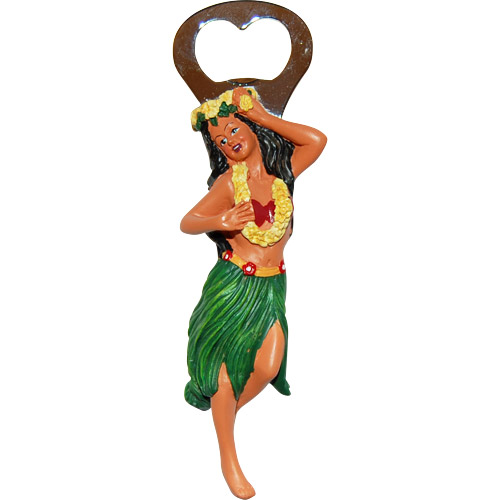 Hula Girl (Long Green Skirt w/ One Hand Raised) Bottle Opener