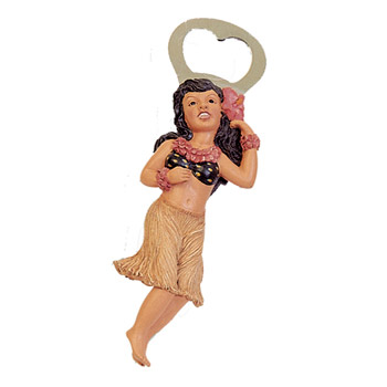 Hula Girl (Mid-Length Natural Color Skirt) Bottle Opener