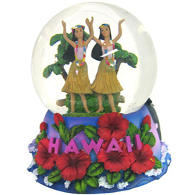 Hawaii Water Globe of Musical Dancing Hula Girls, 5.5H