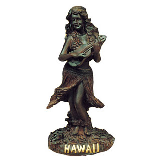 Hapa Wood Hula Ancient Hawaiian Tiki - Girl with Ukulele Tiki, 7H