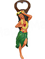 Hula Girl (Long Green Skirt w/ One Hand Raised) Bottle Opener