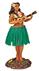 Hawaiian Dashboard Hula Doll Playing Ukulele - Green Skirt , 7H