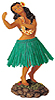 Hawaiian Dashboard Hula Doll Dancing - Green Skirt , 7 H