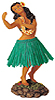 Hawaiian Dashboard Hula Doll Dancing - Green Skirt , 7H