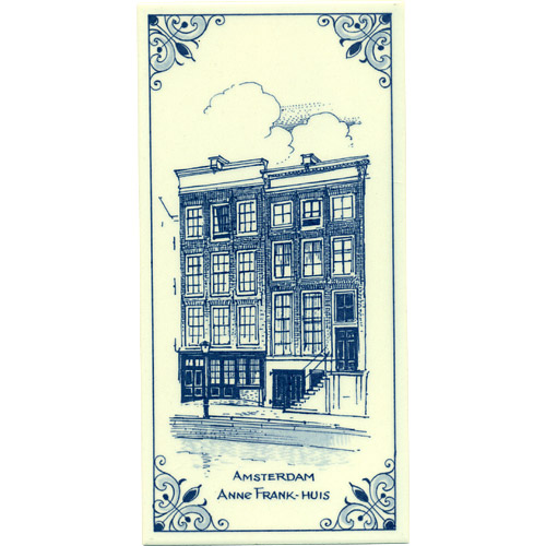 Anne Frank Huis, Dutch Delft Tile 7.75