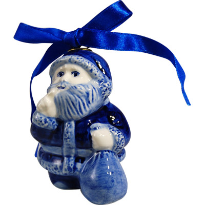 Deflt Blue Santa Christmas Ornament, 3.25H