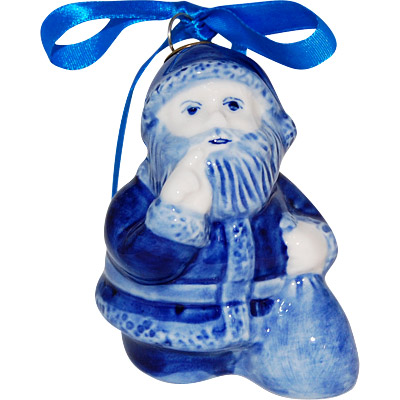 Deflt Blue Santa Christmas Ornament, 3.25H, photo-2