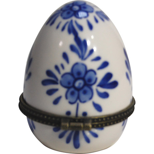 Egg-Shaped Delft Blue Trinket Box, 3.5H, photo-1