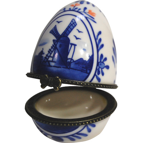 Egg-Shaped Delft Blue Trinket Box, 3.5H, photo-2